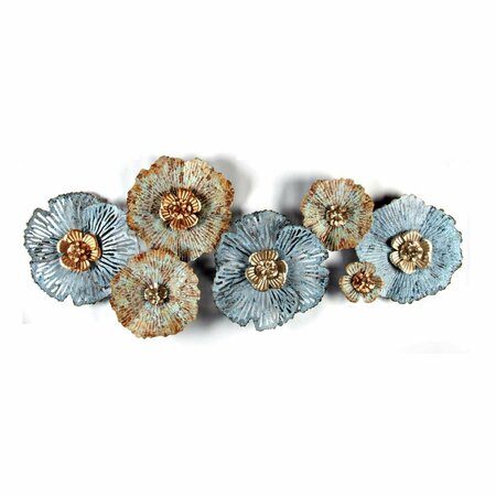 PLANON LuxenHome Multi-Color Distressed Flower Metal Wall Decor PL3278862